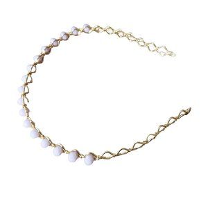 Gold Plated and Pink Beaded Head Band